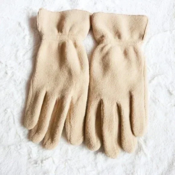 Beige Fleece Gloves - Picture 2 of 3